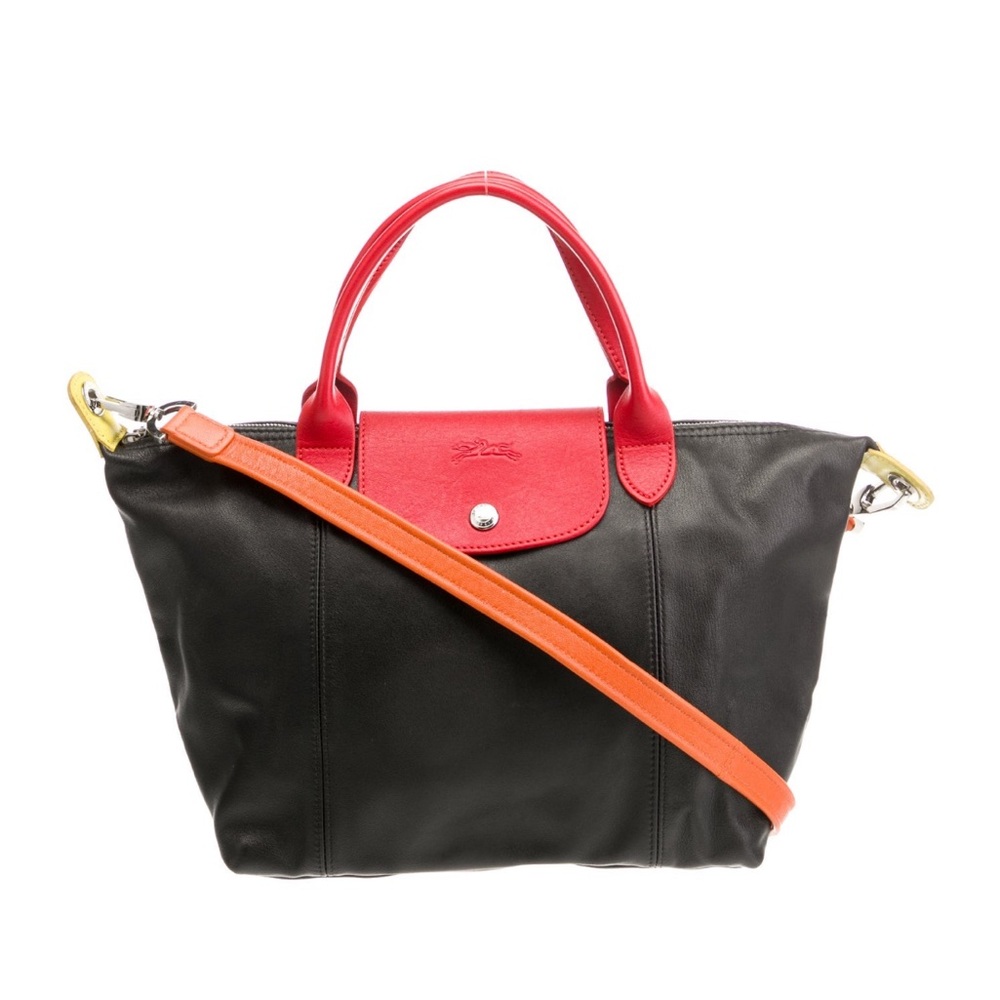 Longchamp Tri-Color Leather pliage bag w/ removable strap. Size Small.